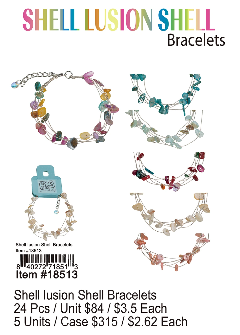 Shell lllusion Shell Bracelets 24 Pcs.