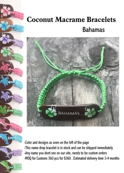 Coconut Macrame Bracelets -Bahamas - Closeout 200 Pcs.