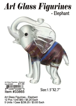 Art Glass Figurines-Elephant