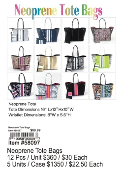 Neoprene Tote Bags 12 Pcs.