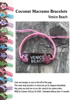 Coconut Macrame Bracelets -Venice Beach - Closeout 200 Pcs.