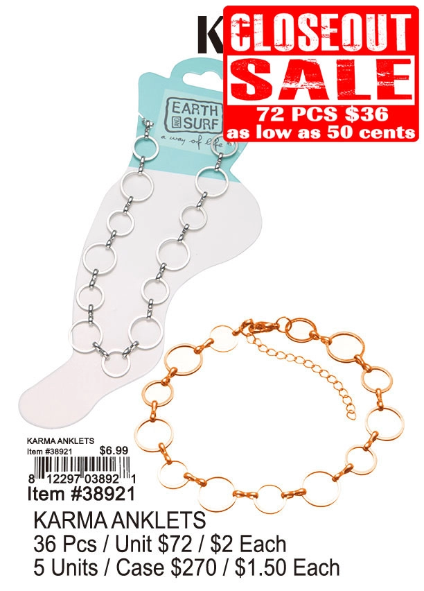 Karma Anklets 72 Pcs. - Closeout