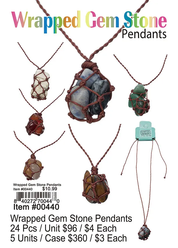 Wrapped Gem Stone Pendants