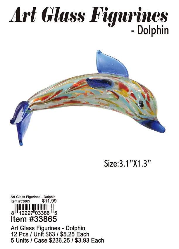 Art Glass Figurines-Dolphin