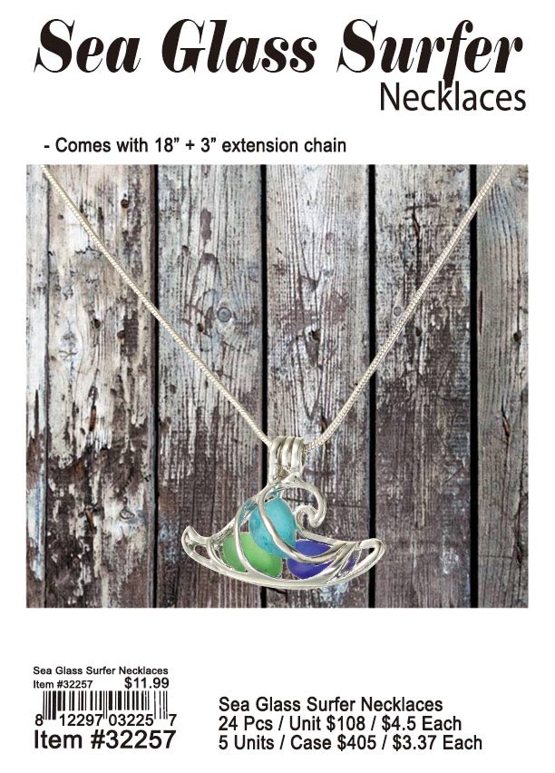 Sea Glass Surfer Necklaces