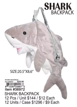 Shark Backpack - 12 Pcs