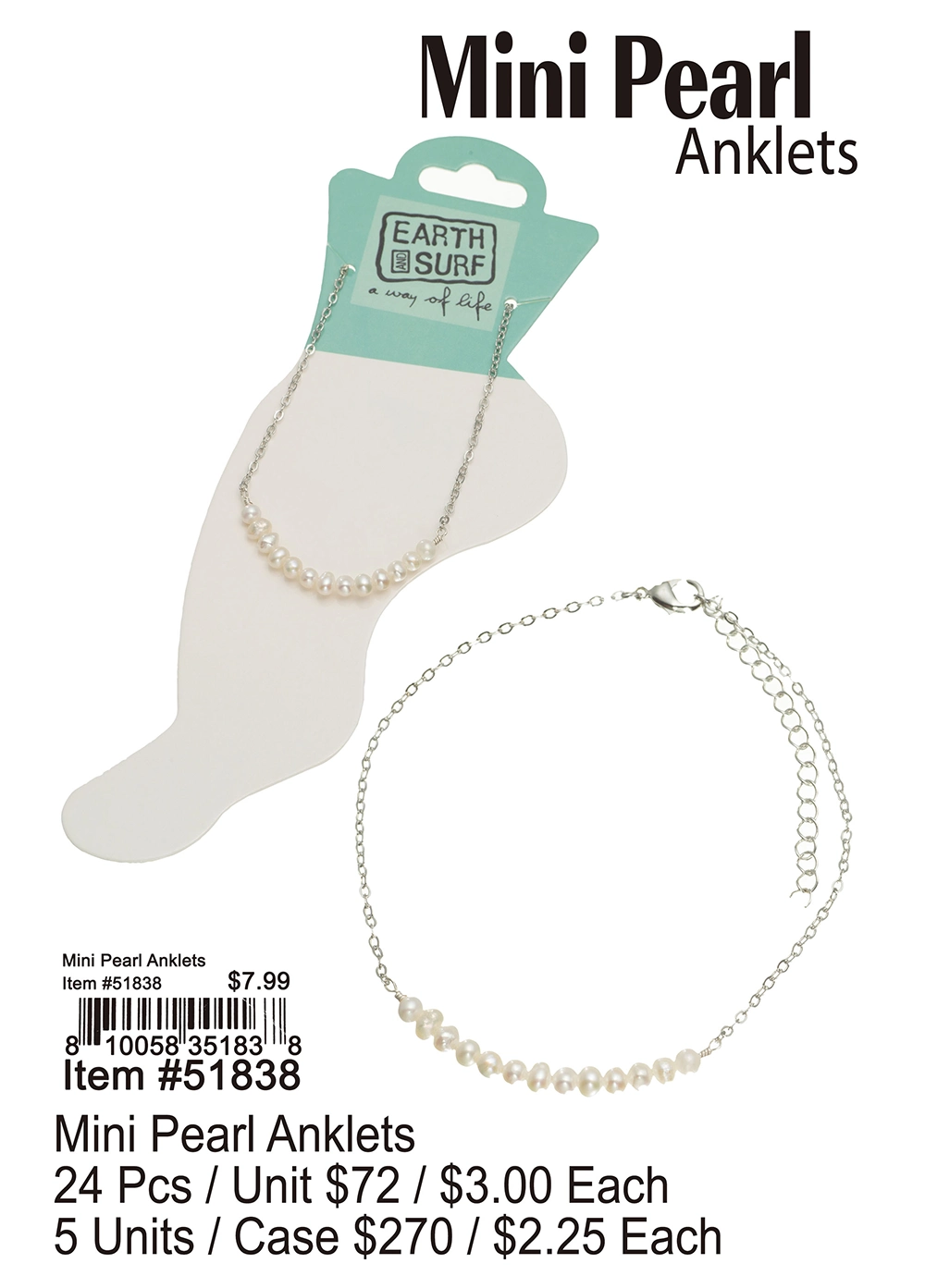 Mini Pearl Anklets 24 Pcs.