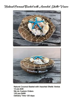 Natural Coconut Basket with Assorted Shells - Venice