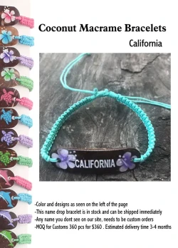 Coconut Macrame Bracelets -California - Closeout 200 Pcs.