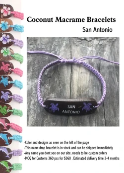 Coconut Macrame Bracelets -San Antonio - Closeout 200 Pcs.