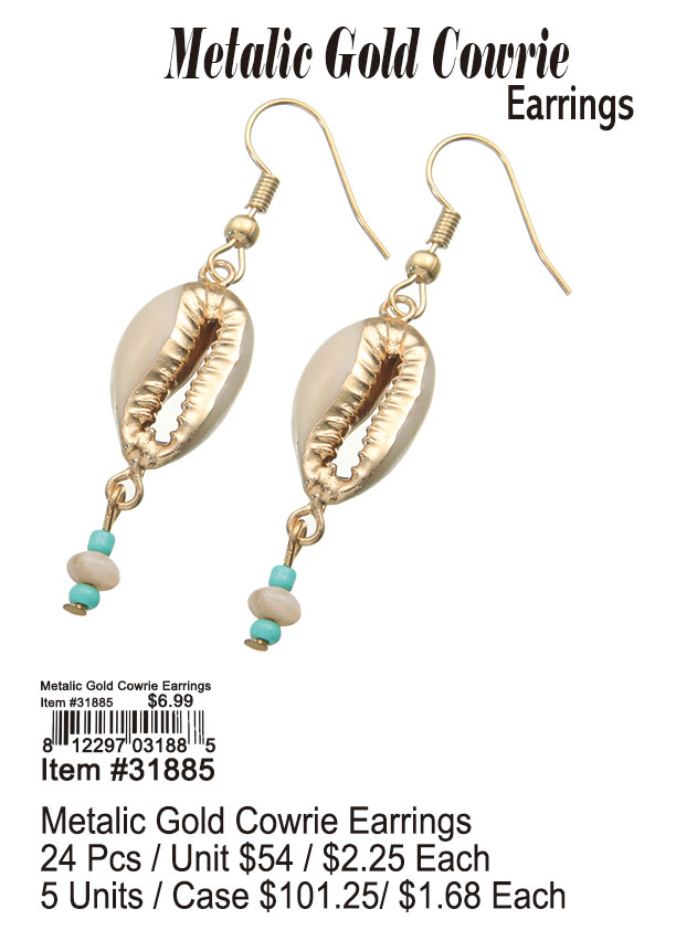 Metalic Gold Cowrie Earrings