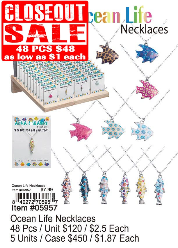 Ocean Life Necklaces 48 Pcs. - Closeout