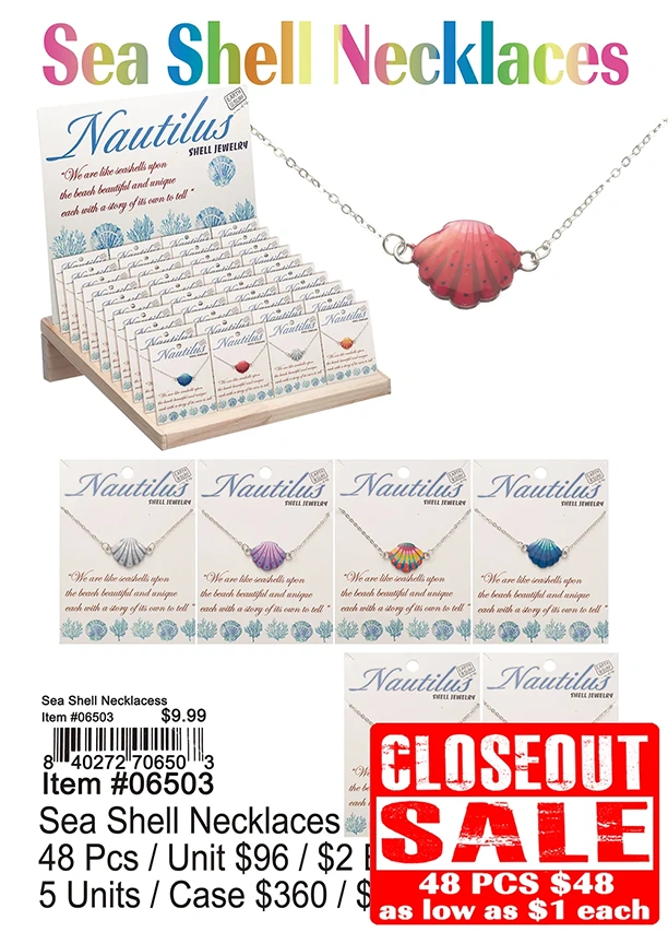 Sea Shell Necklaces 48 Pcs. - Closeout