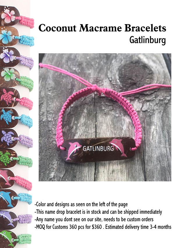 Coconut Macrame Bracelets - Gatlinburg - Closeout 200 Pcs.