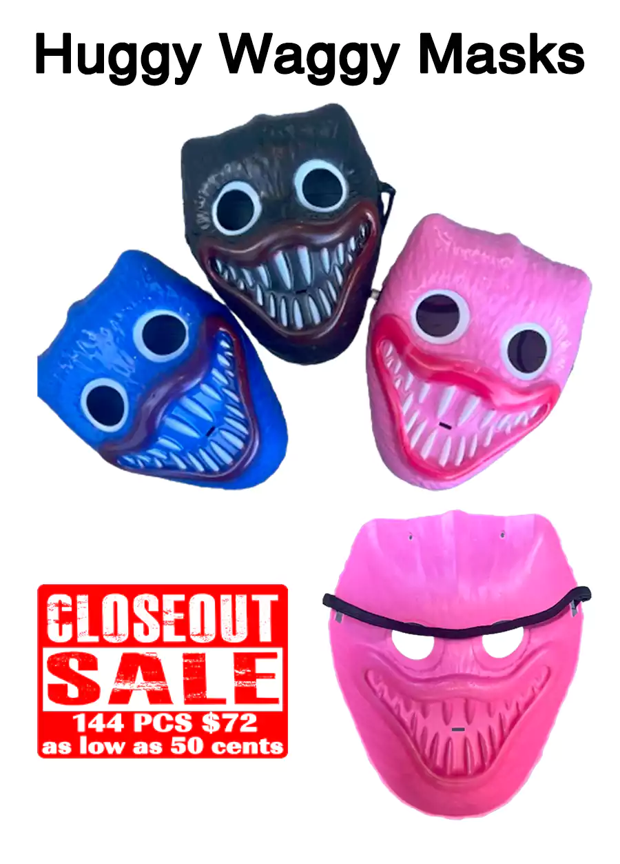 Huggy Wuggy Masks - Closeout 144 Pcs. - Puka Creations