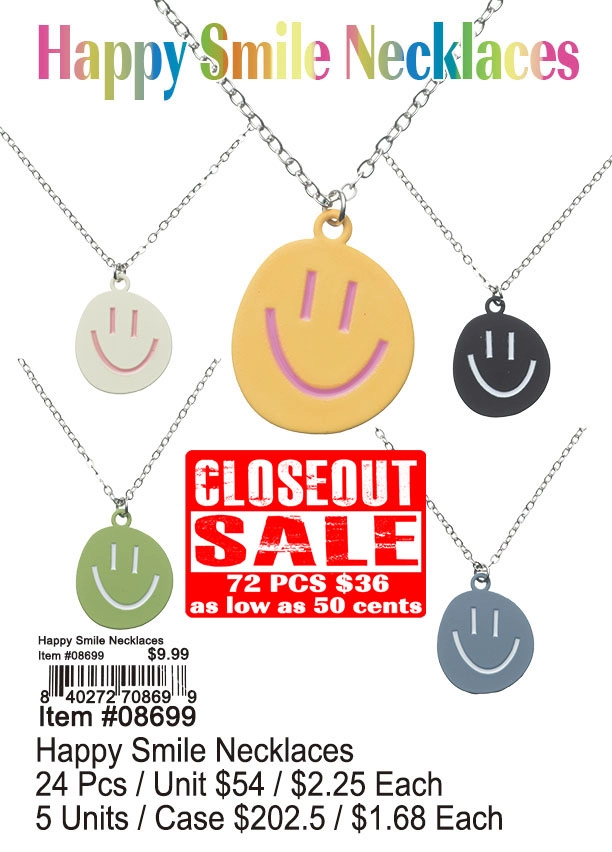 Happy Smile Necklaces 72 Pcs. - Closeout