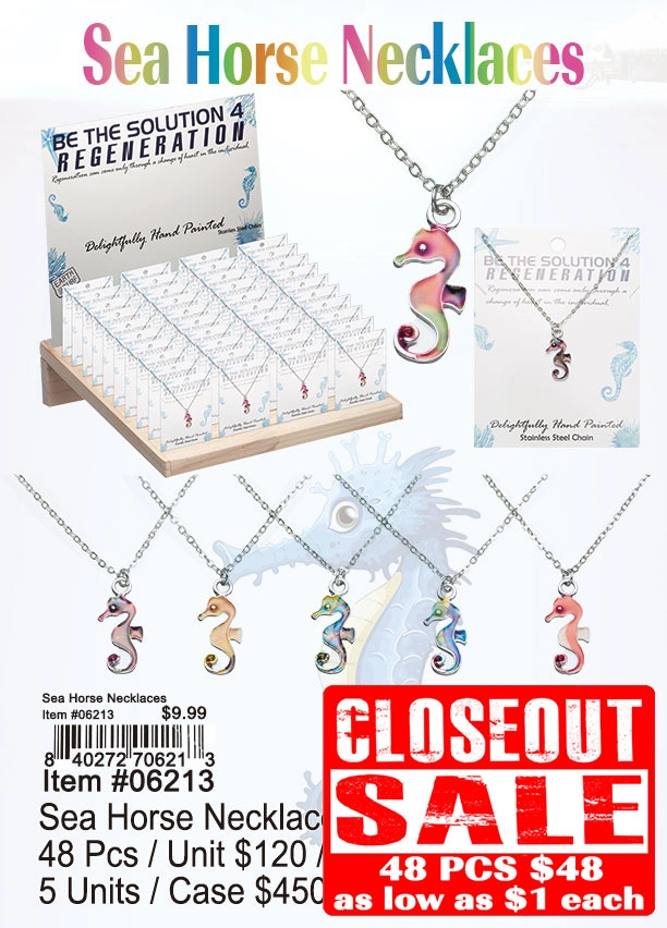 Sea Horse Necklaces 48 Pcs. - Closeout