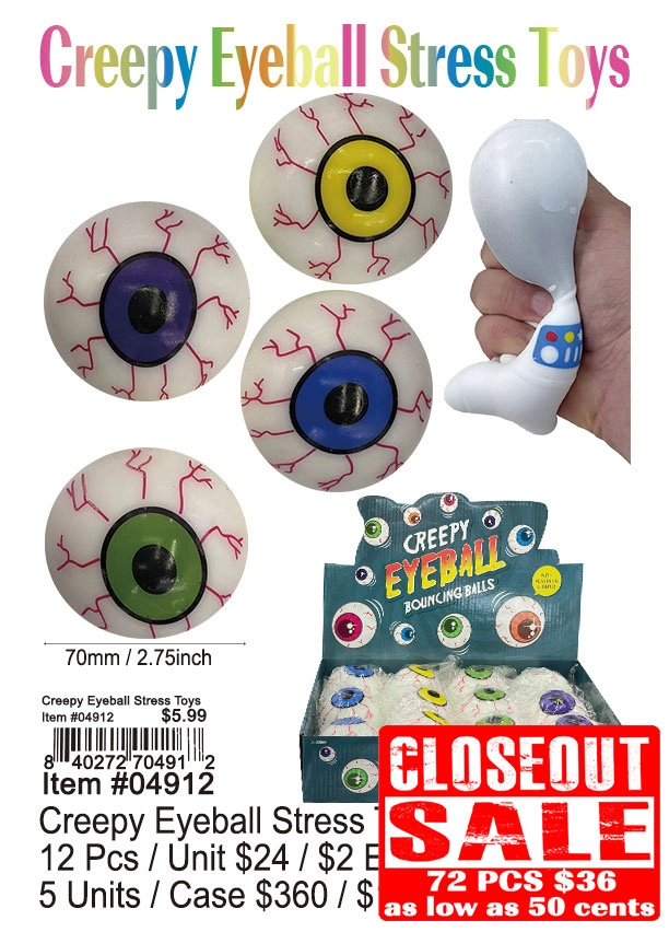 Creepy Eyeball Stress Toys 72 Pcs. - Closeout