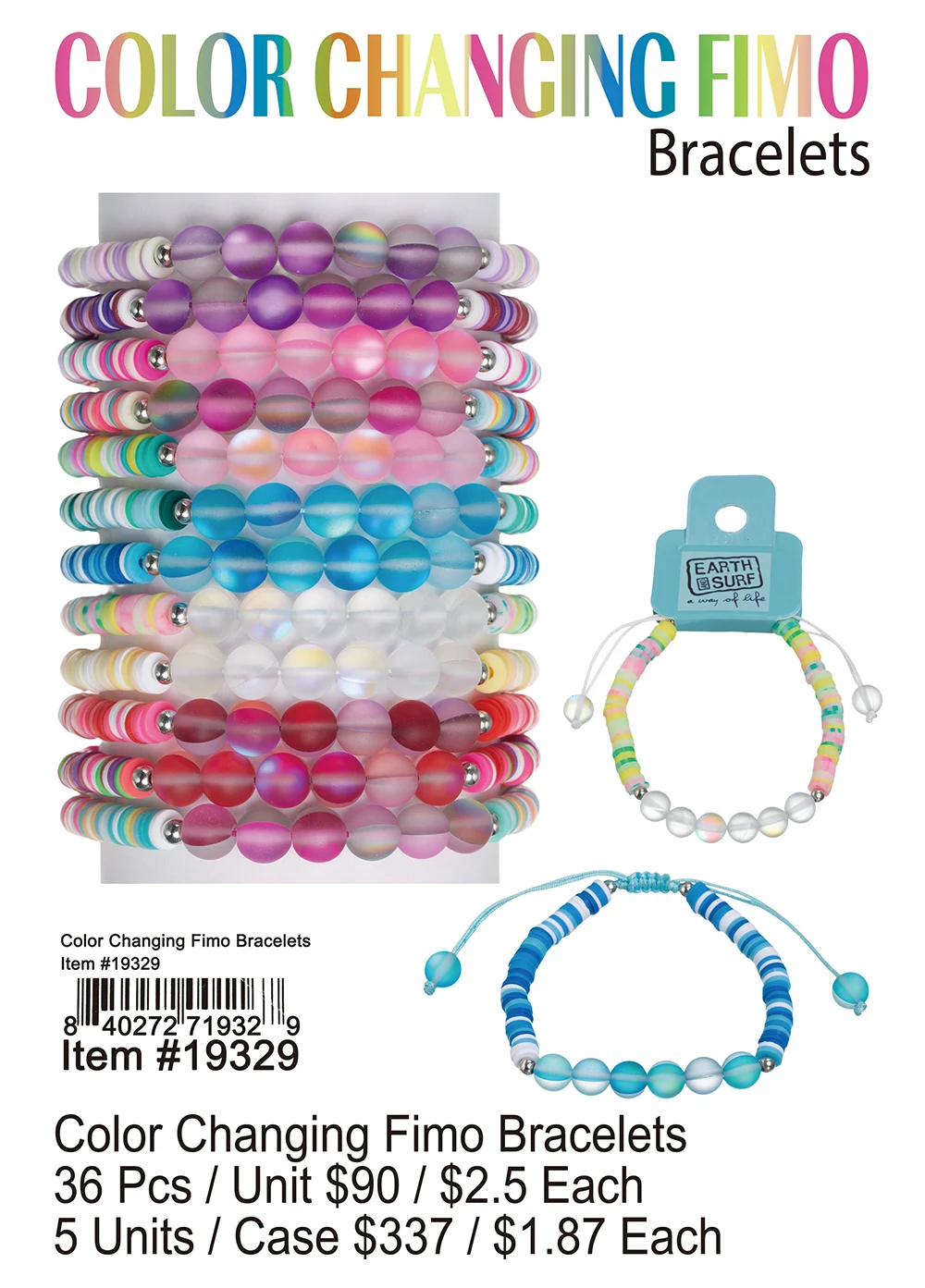 Color Changing Fimo Bracelets 36 Pcs.