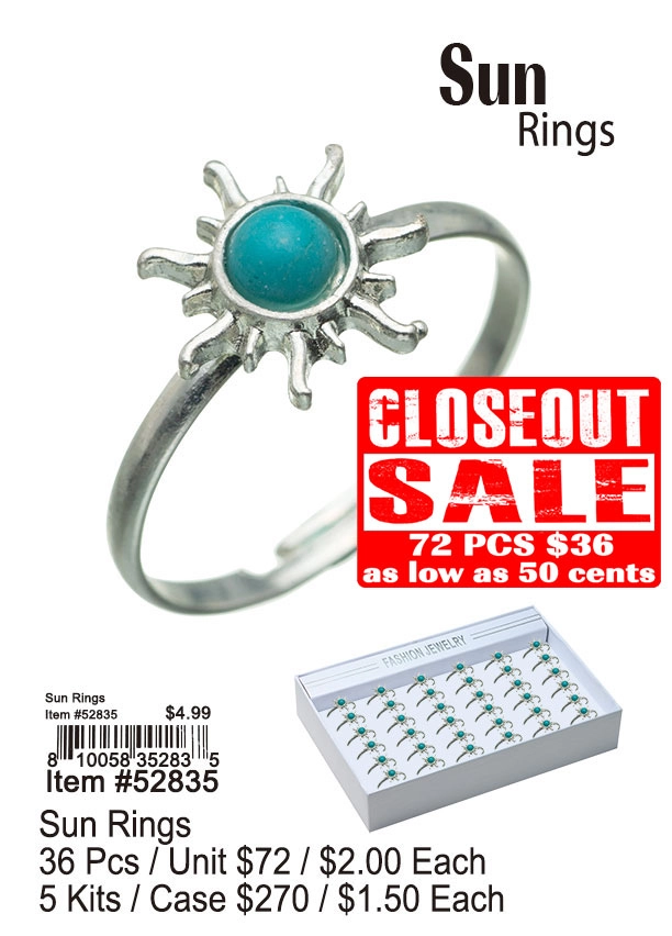 Sun Rings 72 Pcs. - Closeout