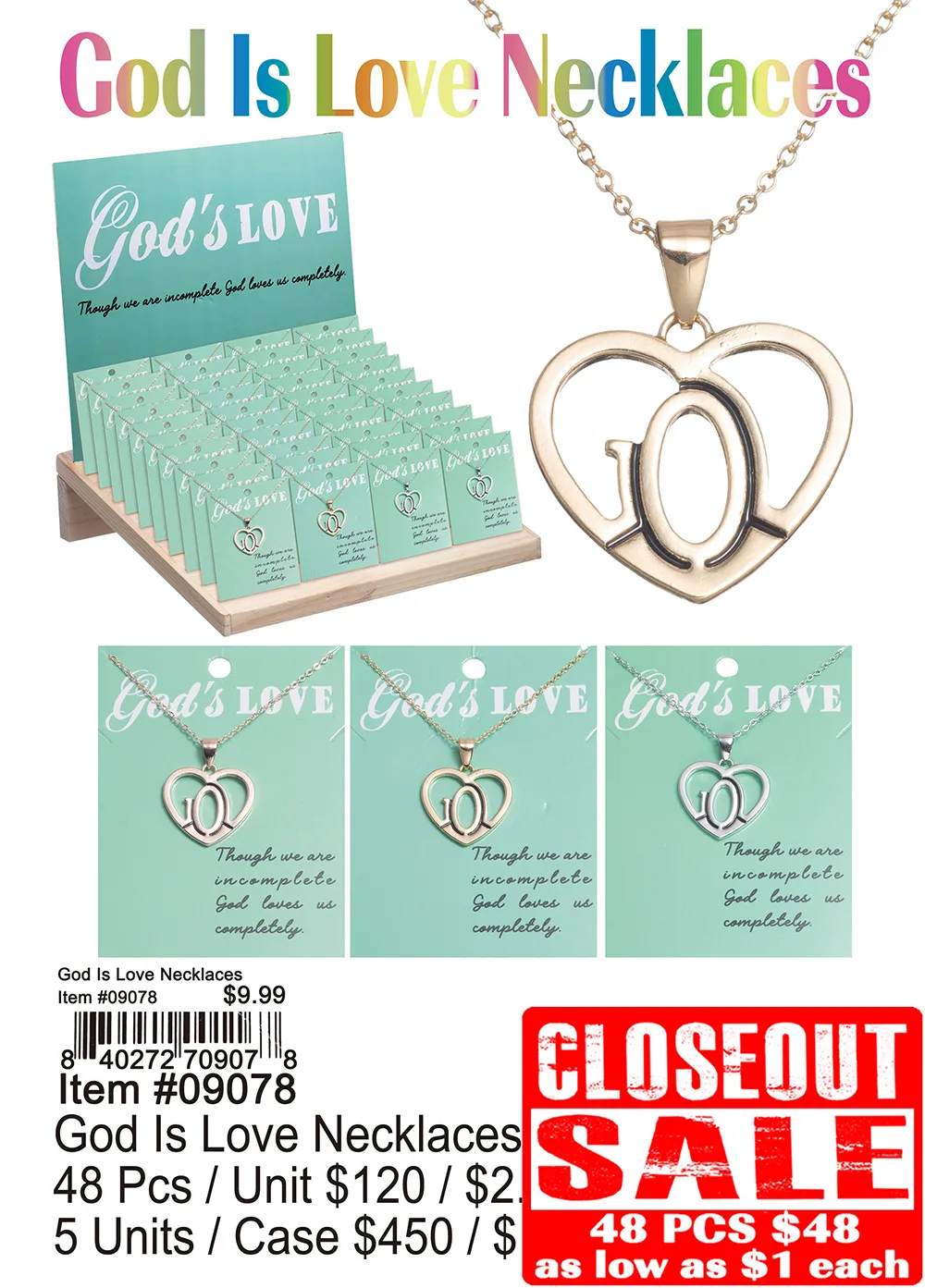 God Is Love Necklaces 48 Pcs. - Closeout