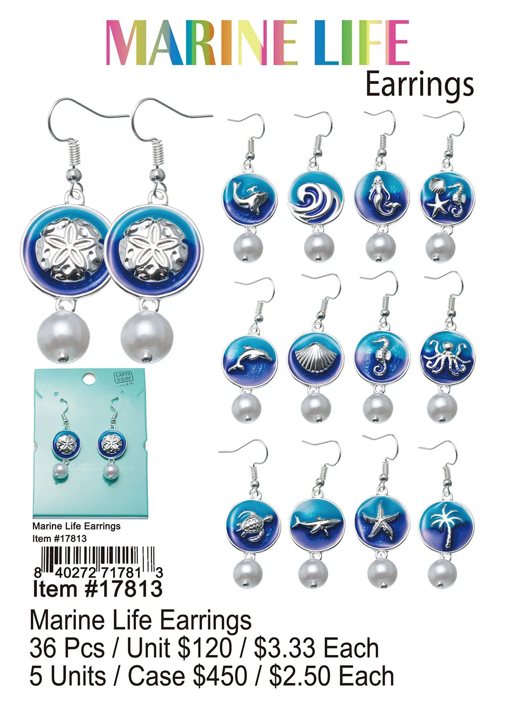 Marine Life Earrings 72 Pcs.