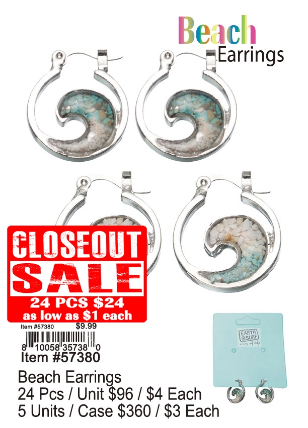 Beach Earrings 24 Pcs. - Closeout