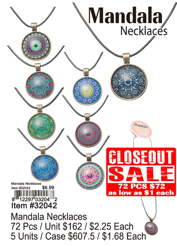 Mandala Necklaces 72 Pcs. - Closeout