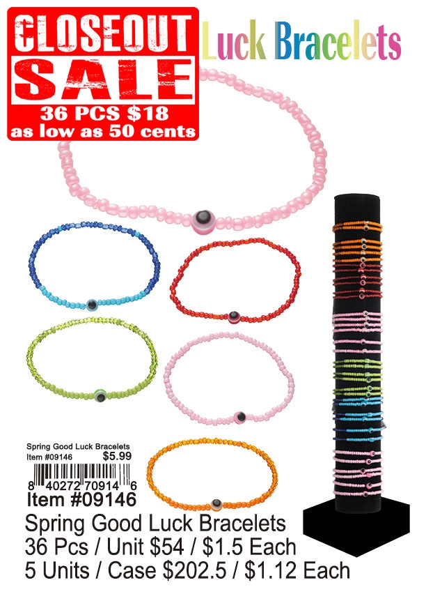 Spring Good Luck Bracelets 36 Pcs. - Closeout