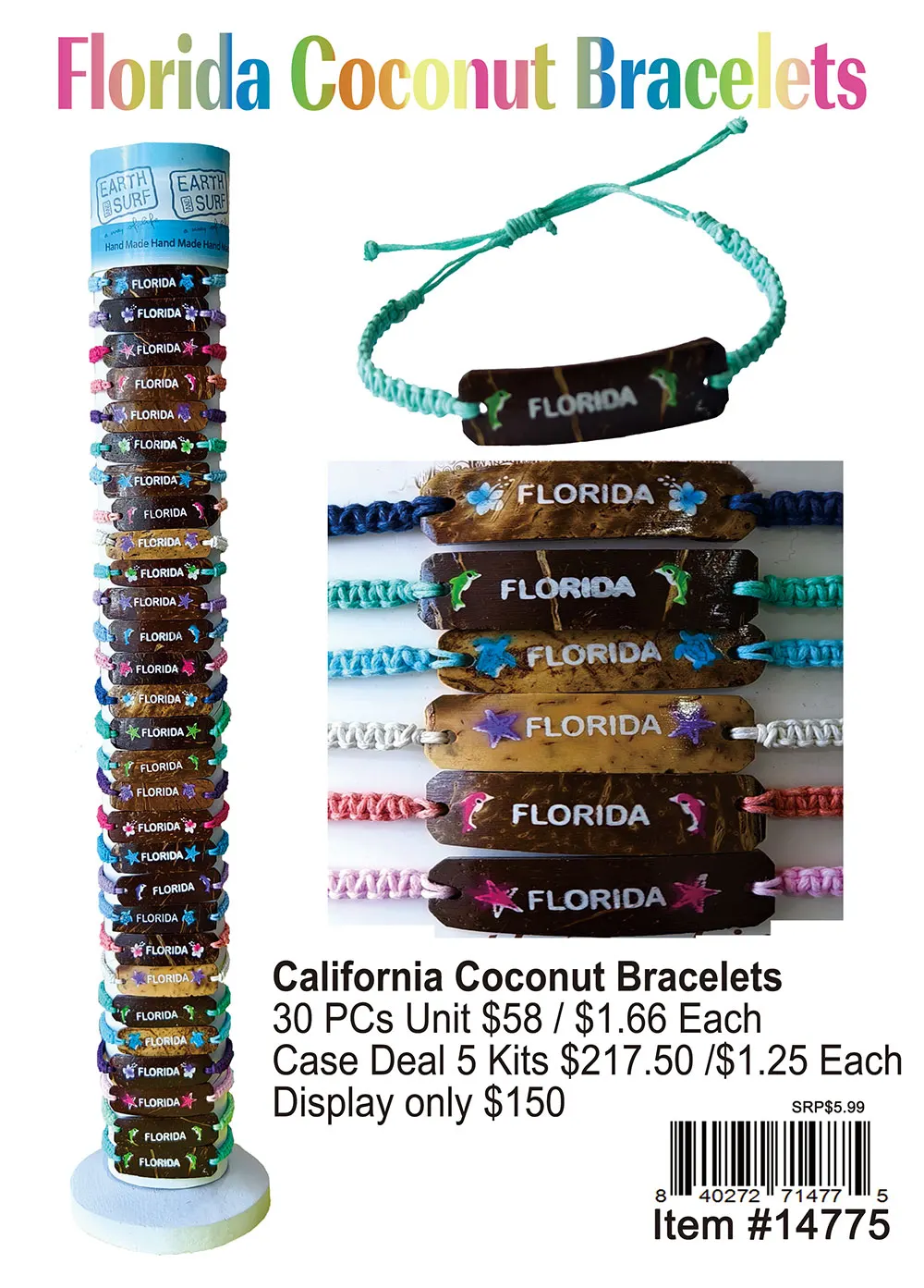 Florida Coconut Bracelets 30 Pcs.