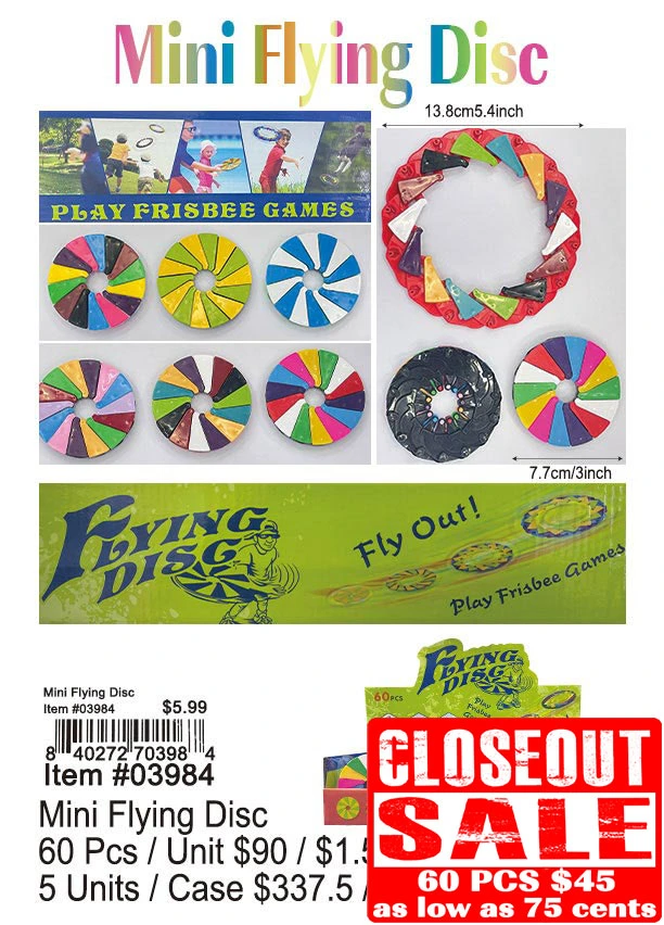 Mini Flying Disc 60 Pcs. - Closeout