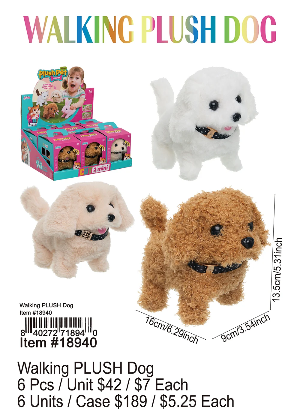 Walking Plush Dog 6 Pcs.