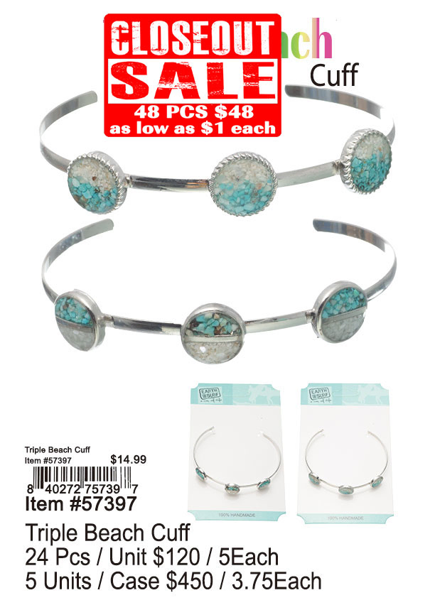 Triple Beach Cuff 48 Pcs. - Closeout