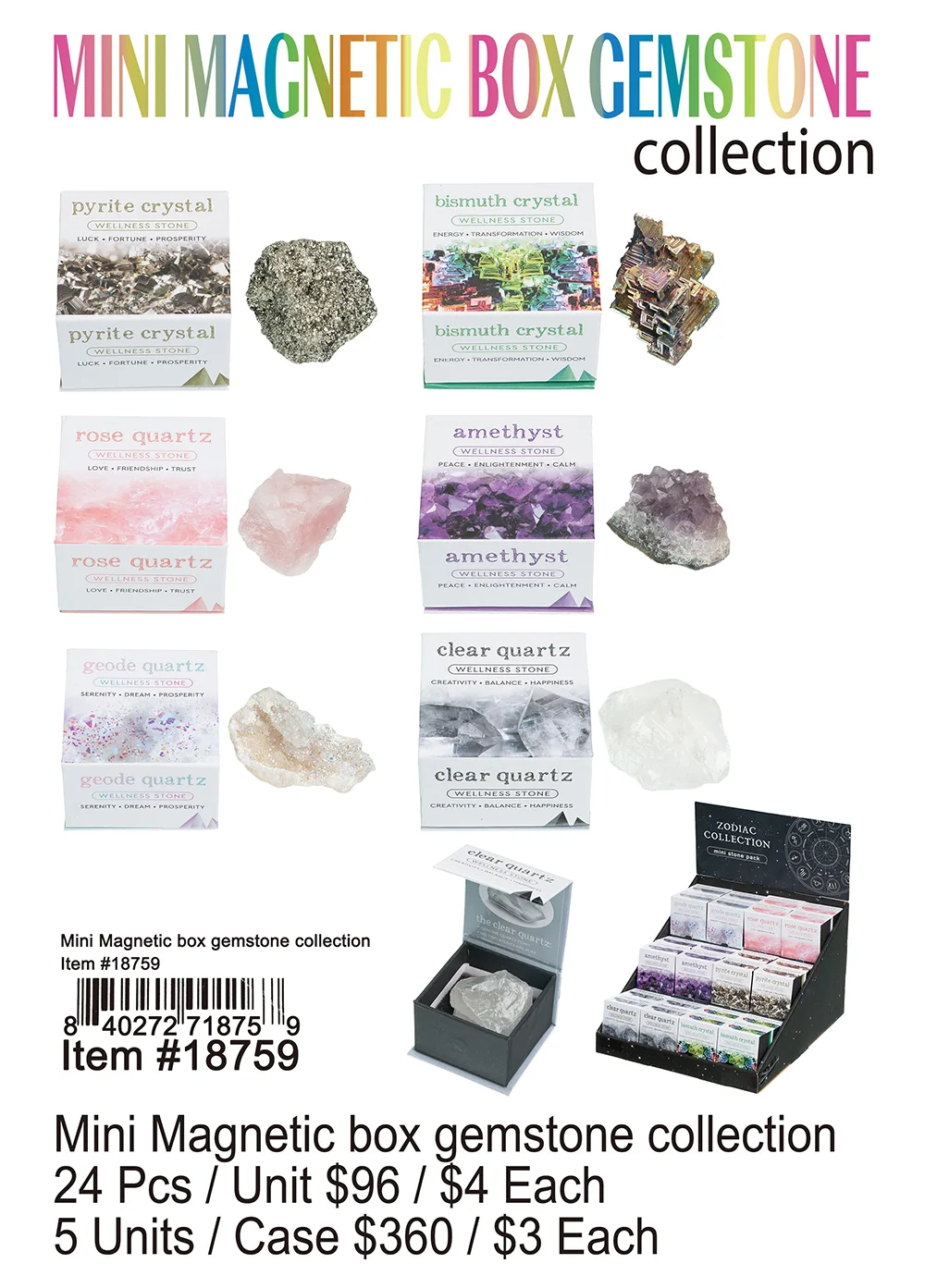 Mini Magnetic Box Gemstone Collection 24 Pcs.