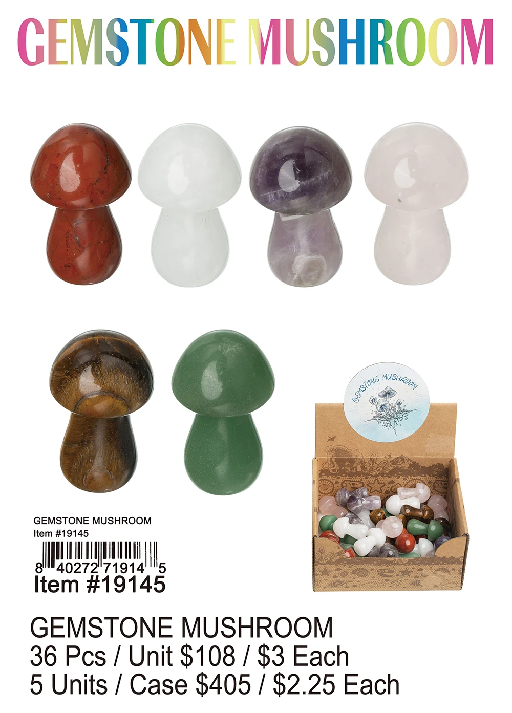 Gemstone Mushroom 36 Pcs.