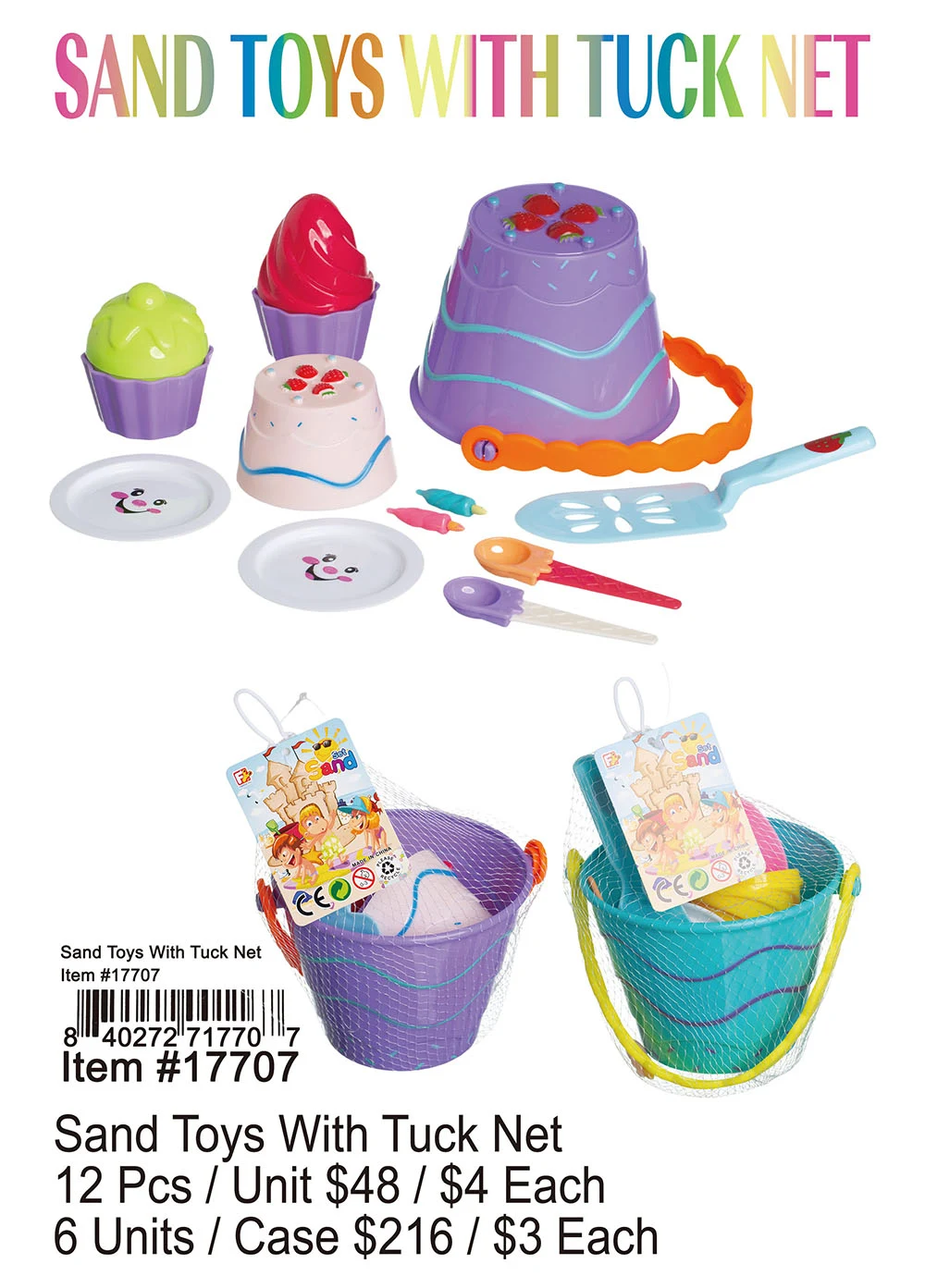 Sand Toys With Tuck Net 12 Pcs.