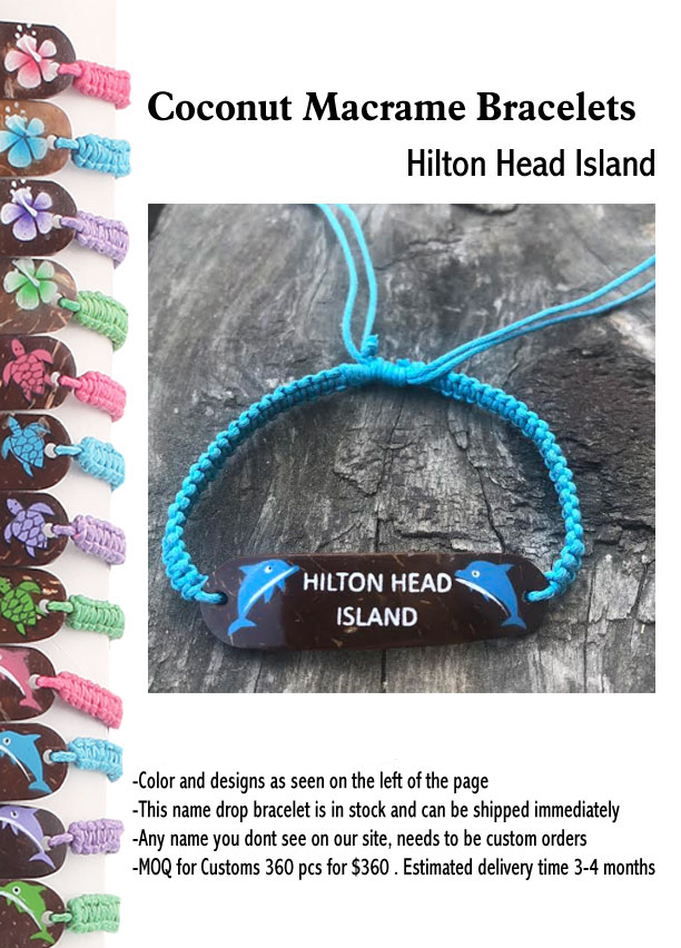 Coconut Macrame Bracelets -Hilton Head Island - Closeout 200 Pcs.