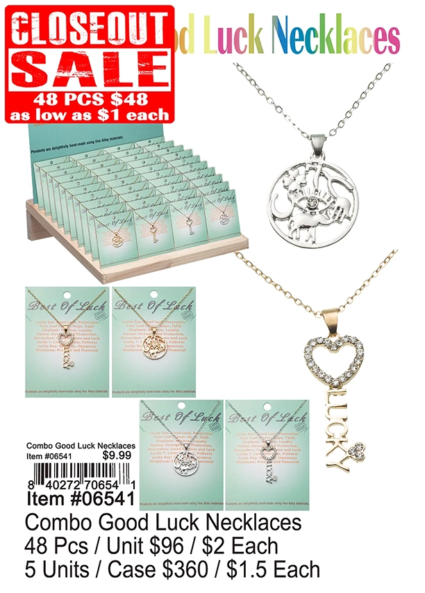 Combo Good Luck Necklaces 48 Pcs. - Closeout