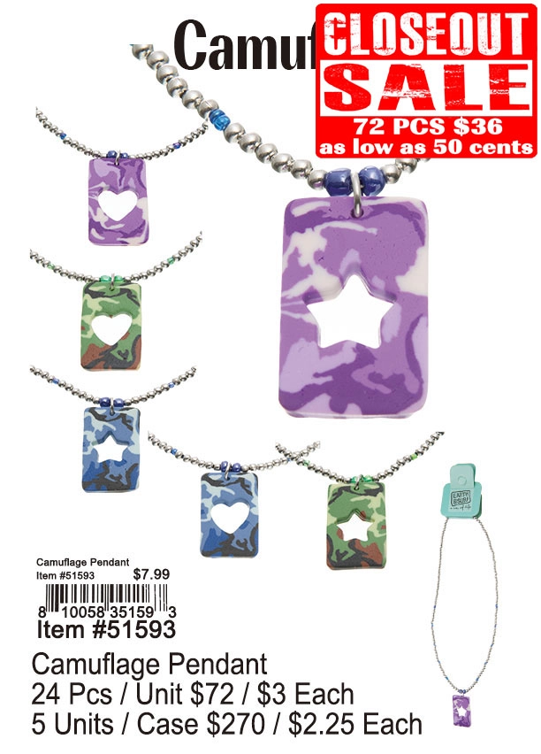 Camuflage Pendant 72 Pcs. - Closeout