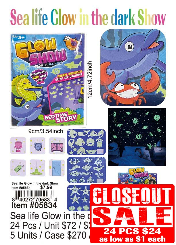 Sea life Glow in the Dark Show 24 Pcs. - Closeout