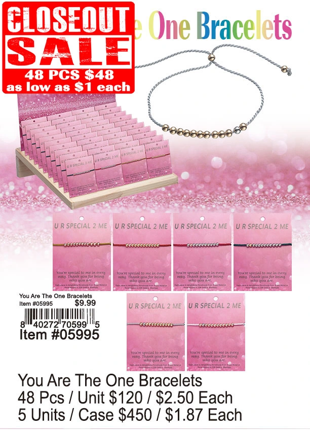 You Are The One Bracelets 48 Pcs. - Closeout