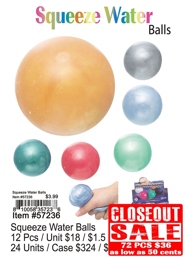 Squeeze Water Balls 72 Pcs. - Closeout