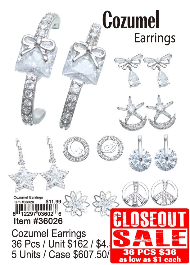 Cozumel Earrings 36 Pcs. - Closeout