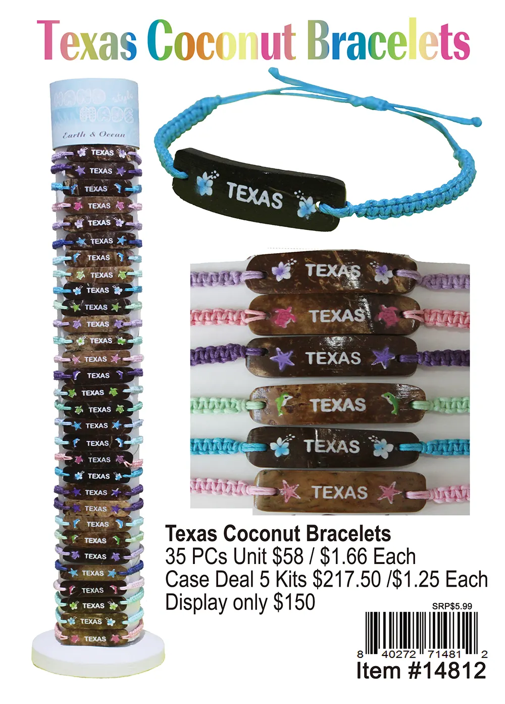 Texas Coconut Bracelets - 35 Pcs.