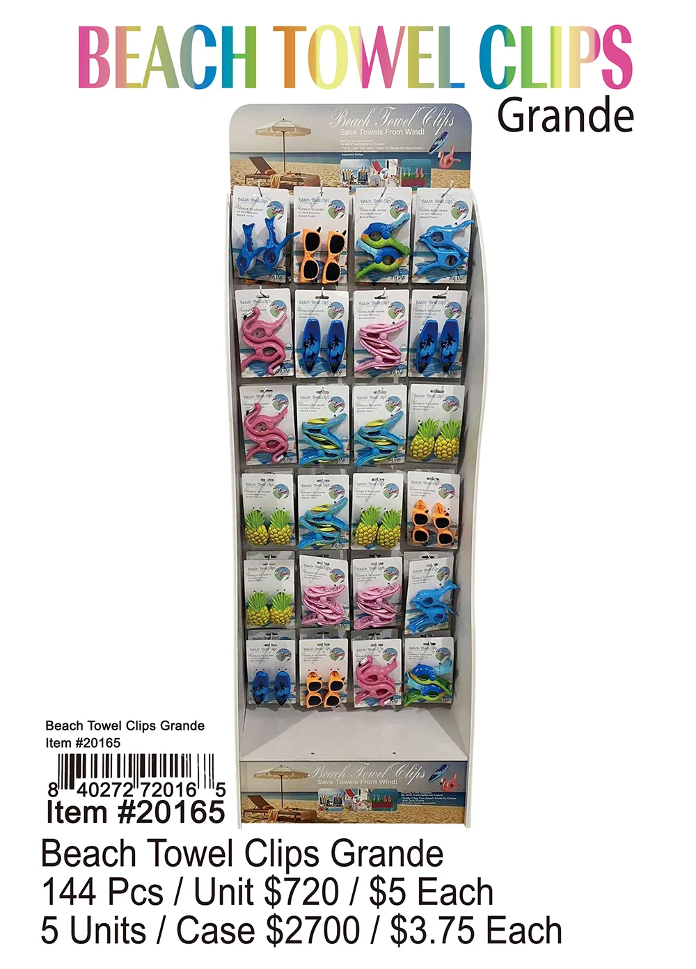 Beach Towel Clips Grande 144 Pcs