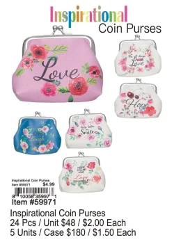 Inspirational Coin Purses 24 Pcs.