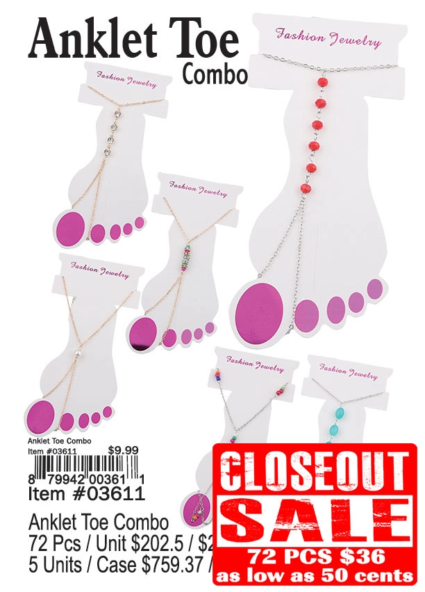 Anklet Toe Combo 72 Pcs. - Closeout