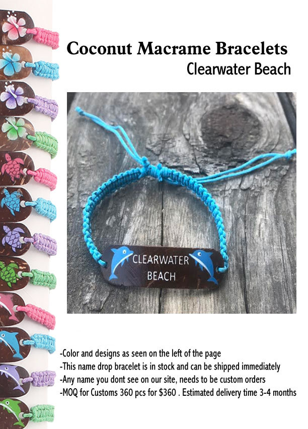 Coconut Macrame Bracelets - Clearwater Beach - Closeout 200 Pcs.