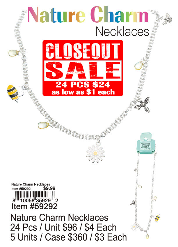 Nature Charm Necklaces 24 Pcs. - Closeout