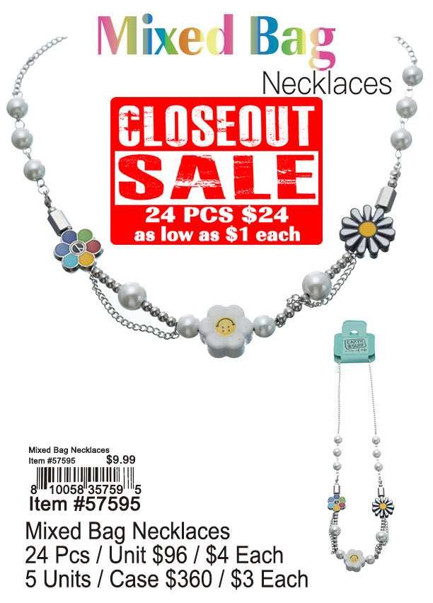 Mixed Bag Necklaces 24 Pcs. - Closeout